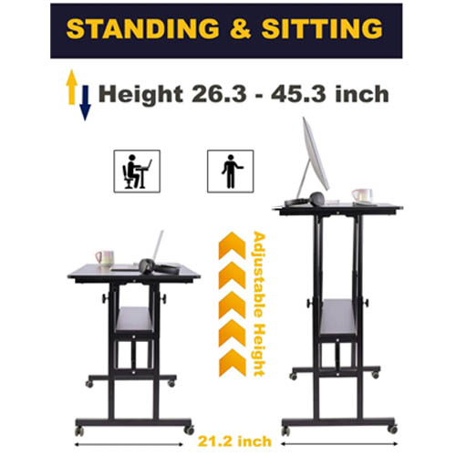 AIZ Mobile & Height Adjustable Standing Computer Desk - Image 4