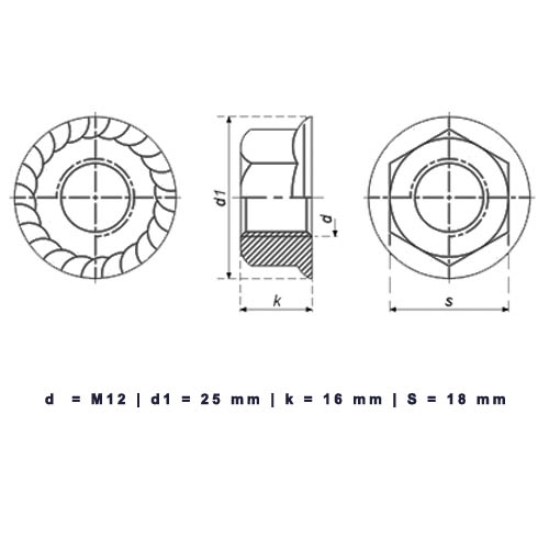 M12-1.75 Serrated Flange Metric Hex Locknuts - Image 2
