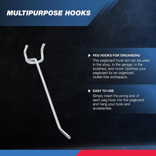 Neiko 4 / 6 / 8 Inch Heavy Duty Pegboard Hooks Kit, 50 Pack - Image 9