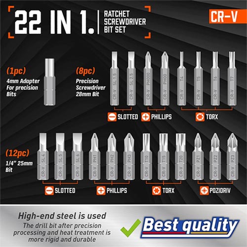 Amartisan 22 IN 1 Ratchet Screwdriver Set - Image 5