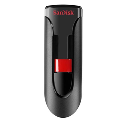 SanDisk SDCZ60-xxxG-B35 Black/Red Cruzer Glide USB 2.0 Retractable Flash Drive 32 to 256 GB