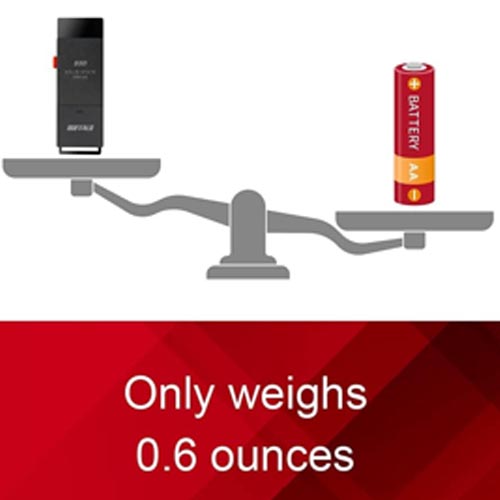 BUFFALO External SSD 500GB - Up to 600MB/s - USB-C - USB-A - USB 3.2 Gen 2 - Image 3