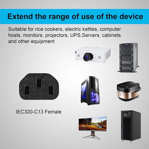C13 to C13 Power Cable,18AWG 10A 250V IEC 320 - Image 4