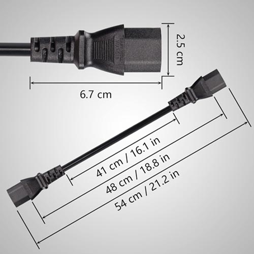 C13 to C13 Power Cable,18AWG 10A 250V IEC 320 - Image 3