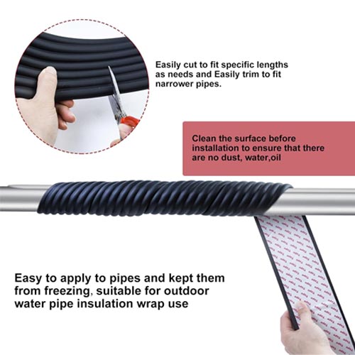 Jeyeou 3in NBR Pipe Insulation Foam Outdoor Tape 19.6ft - Image 5