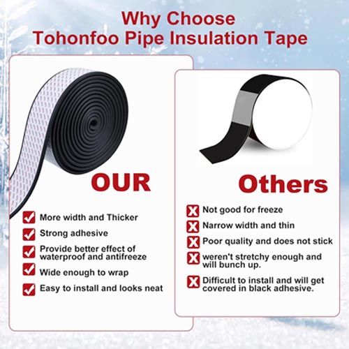 Jeyeou 3in NBR Pipe Insulation Foam Outdoor Tape 19.6ft - Image 4