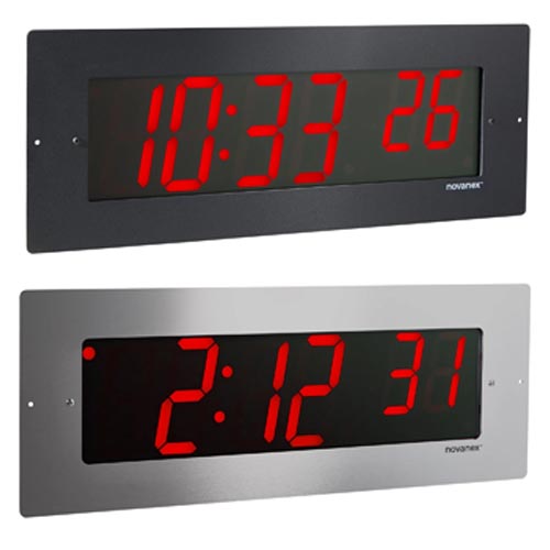 Novanex Recessed Mount Power-over-Ethernet low voltage digital clock with Seven segment Red LEDs