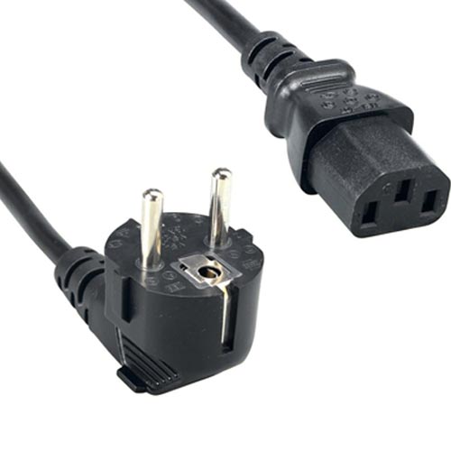 European Schuko Right Angle Power Cord, CEE 7/7 to IEC320 C13