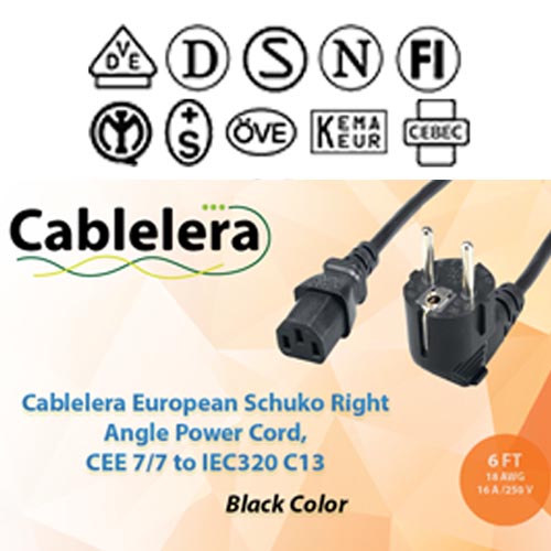 European Schuko Right Angle Power Cord, CEE 7/7 to IEC320 C13 - Image 3