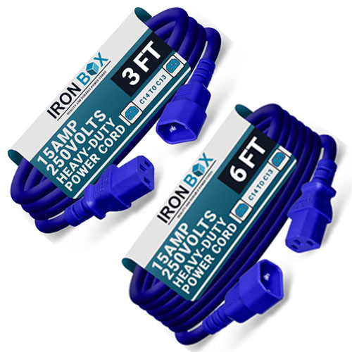 IronBox Blue C14 to C13 Electrical Power Cord