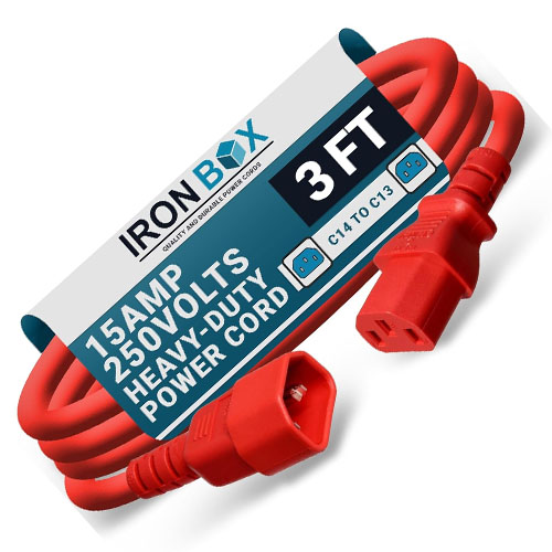IronBox Red C14 to C13 Electrical Power Cord - Image 3