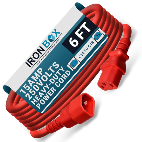 IronBox Red C14 to C13 Electrical Power Cord - Image 2