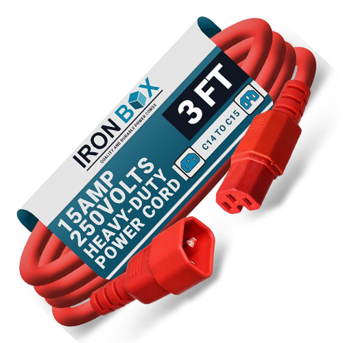 IronBox Red C14 to C15 Electrical Power Cord - Image 3