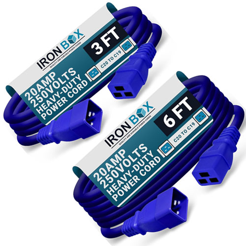 IronBox Blue - C19 to C20 Electrical Power Cord