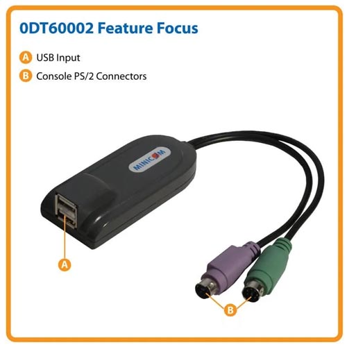 Minicom 0DT60002 PS2 to USB Converter for KVM Switch and Extender - Image 2