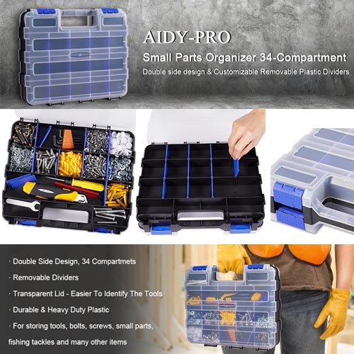Aidy-Pro Hardware Organizer Box 34 Compartments (Yellow or Blue) - Image 2