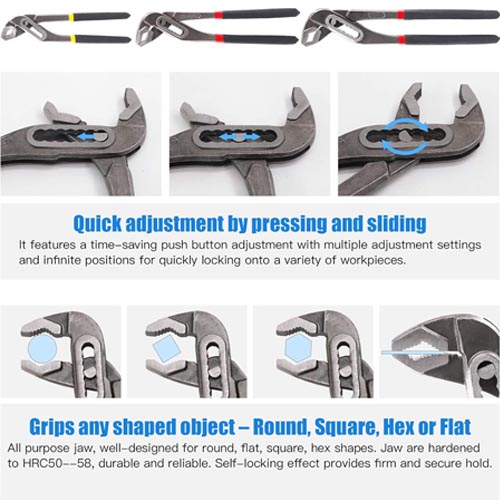 Glarks 3Pcs Groove Joint Pliers Set – 8” | 10” | 12” Adjustable - Image 5