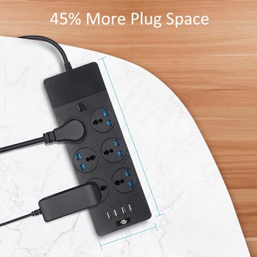 Jumpso Universal 6 AC & 4 USB Ports Surge Protection Power Strip 2 M - Image 7