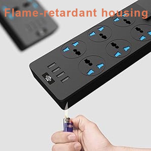 Jumpso Universal 6 AC & 4 USB Ports Surge Protection Power Strip 2 M - Image 5