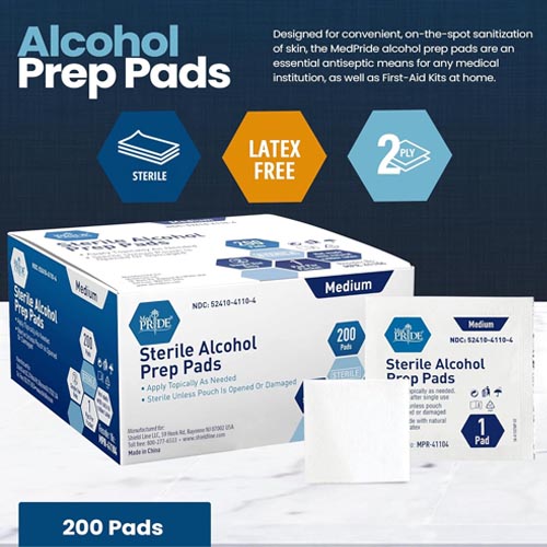 MED PRIDE Alcohol Prep Pads, Pack of 200, Medical-Grade - Image 5