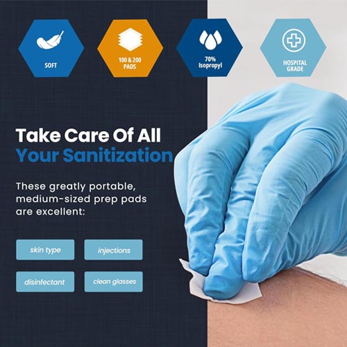 MED PRIDE Alcohol Prep Pads, Pack of 200, Medical-Grade - Image 4