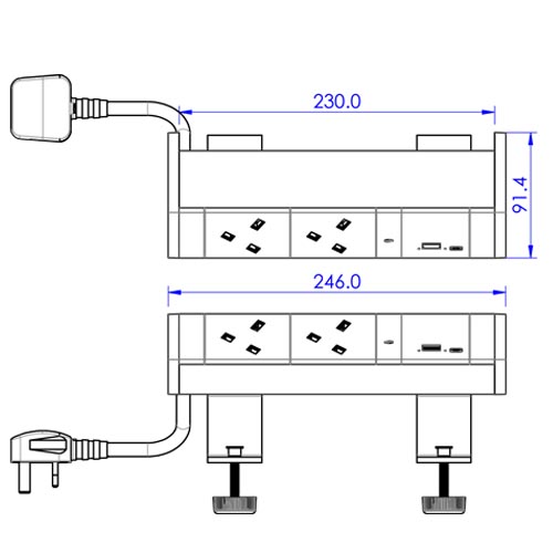 ATHENA NKA02UAC3G30WT Desktop Power + USB Charging Rail - Image 4
