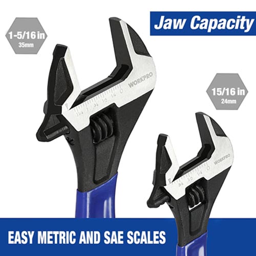 WORKPRO 2-pieces Adjustable Wrench Set - 6 & 10 Inches - Image 6