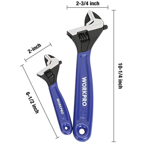 WORKPRO 2-pieces Adjustable Wrench Set - 6 & 10 Inches - Image 5