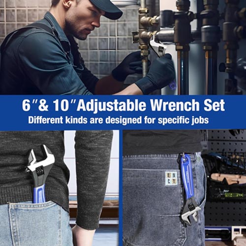 WORKPRO 2-pieces Adjustable Wrench Set - 6 & 10 Inches - Image 2