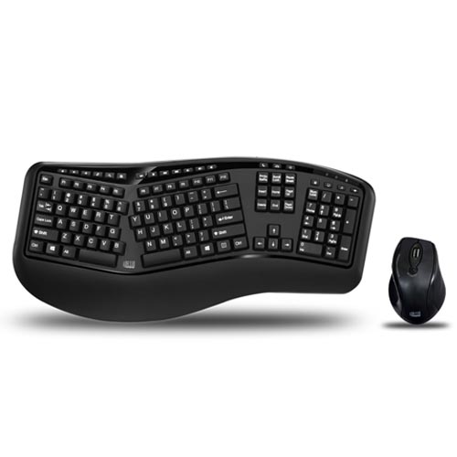 Adesso WKB-1500GB - Wireless Ergonomic Desktop Keyboard & Mouse