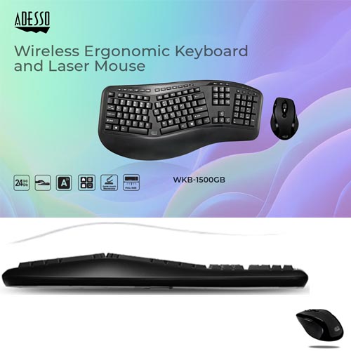Adesso WKB-1500GB - Wireless Ergonomic Desktop Keyboard & Mouse - Image 9