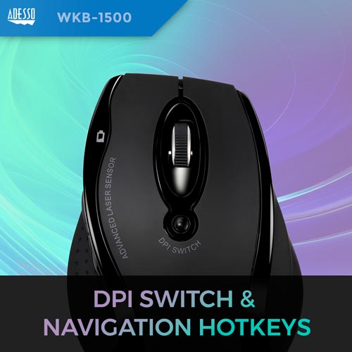 Adesso WKB-1500GB - Wireless Ergonomic Desktop Keyboard & Mouse - Image 4