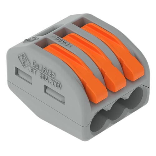 WAGO 222-413 3 Way Lever Operated Terminal Connector