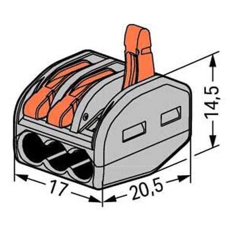 WAGO 222-413 3 Way Lever Operated Terminal Connector - Image 5