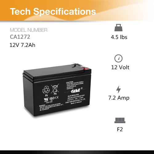 Casil CA1272 12V 7.2Ah Sealed Lead Acid Battery - Image 4