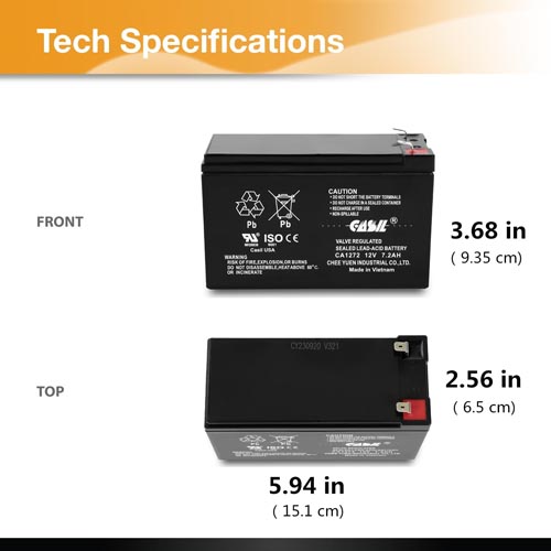 Casil CA1272 12V 7.2Ah Sealed Lead Acid Battery - Image 3