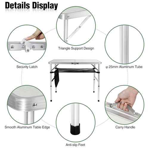 RedSwing Adjustable Height Folding Table 90 X 60 X 70 cm - Image 7