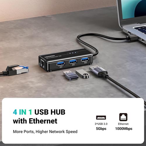 UGREEN 3-Port Super-Speed USB 3.0 Hub to RJ45 Ethernet - Image 8