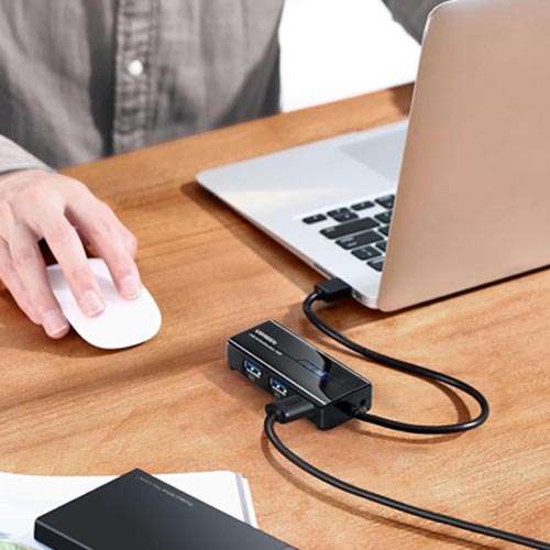 UGREEN 3-Port Super-Speed USB 3.0 Hub to RJ45 Ethernet - Image 3