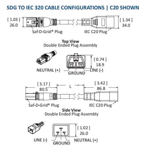 Toptekits C20 to SAF-D-Grid T-Latch Power Cord 3 meter - Image 5
