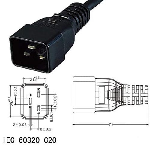 Toptekits C20 to SAF-D-Grid T-Latch Power Cord 3 meter - Image 2