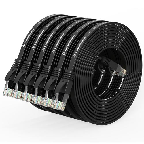 CableGeeker Cat 6 Flat Ethernet Cable 3 to 10 ft (6 Pack)