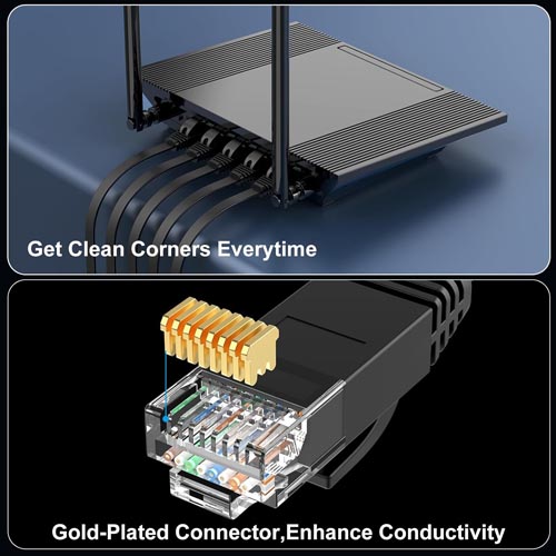 CableGeeker Cat 6 Flat Ethernet Cable 3 to 10 ft (6 Pack) - Image 6