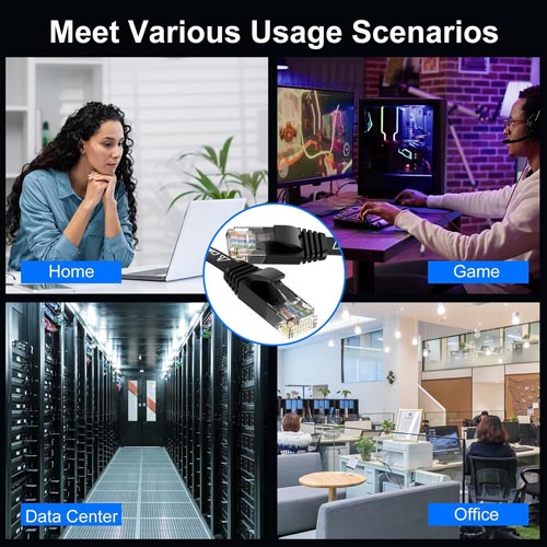 CableGeeker Cat 6 Flat Ethernet Cable 3 to 10 ft (6 Pack) - Image 2