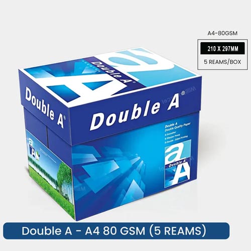 Double A A4 Copier Paper 80gsm Box Of 5 Reams