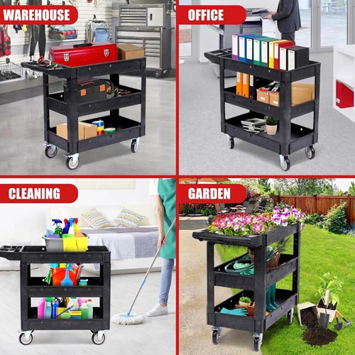 GAOMON 3 Tier Heavy Duty Plastic Utility Service Cart - Image 2