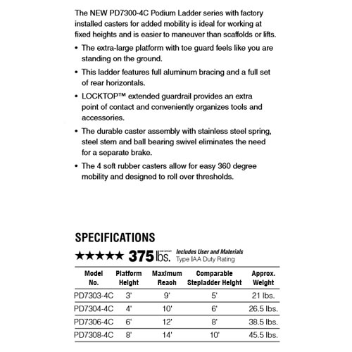 Werner PD7304-4C Podium 4-Ft Fiberglass 375-Lb - Image 6