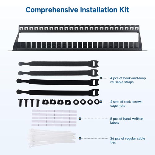 Cable Matters 1U 19-Inch 24-Port 10Gbps Cat6 Patch Panel - Image 2