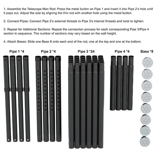 Aglaiprty DBP-001 10-Foot Dust Barrier Poles Kit - Image 3