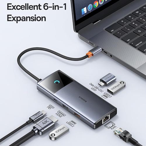 Baseus BS-OH099 Metal Gleam Series II 6-in-1 USB HUB - Image 15